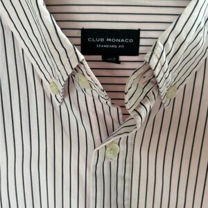 Club Monaco  large Men's Button‎ Down Shirt  pink with Black Stripes